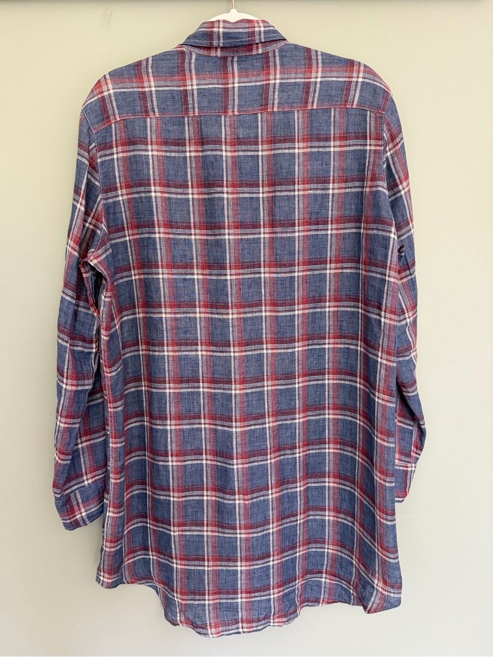 Frank & Eileen "Mary" 100% Linen Red White Blue Plaid‎ Button Front Shirt Dress - Picture 9 of 16